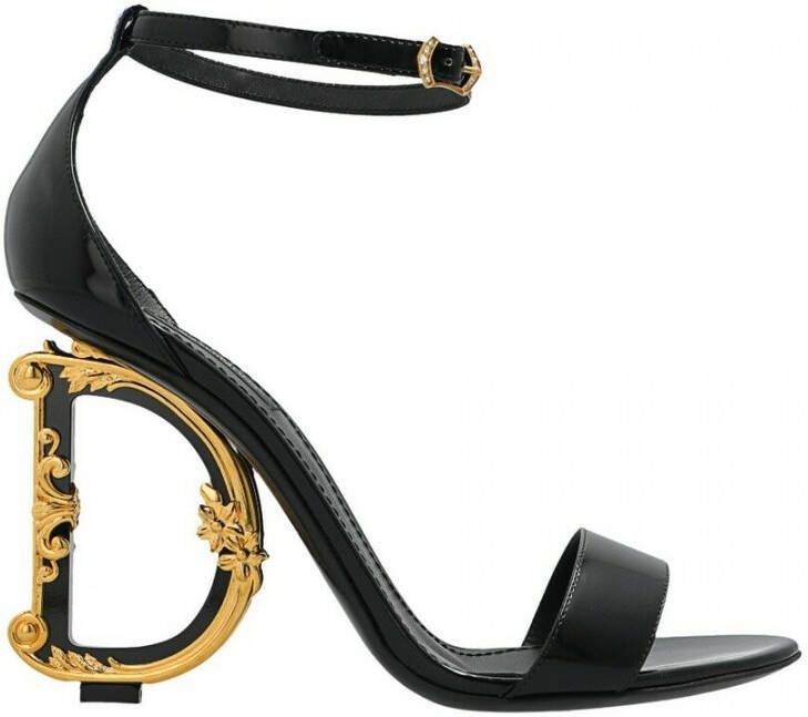 Dolce & Gabbana Zwarte Leren Barok Hak Sandalen Black Dames