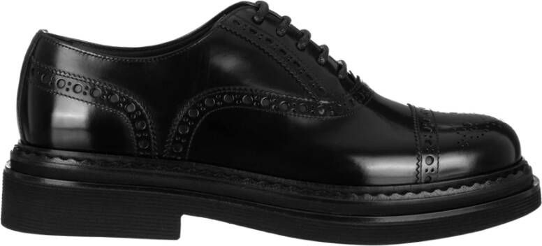 Dolce & Gabbana Geborsteld Leren Oxford Veterschoenen met Brogue Details Black Heren