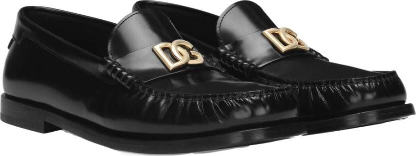 Dolce & Gabbana Zwarte Loafer Schoenen met Zilveren DG Logo Black Heren