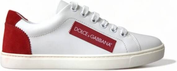 Dolce & Gabbana Klassieke Wit Rode Leren Sneakers White Dames