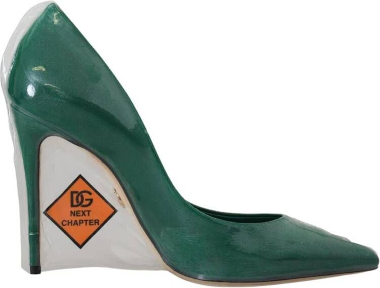 Dolce & Gabbana Groene Leren Hakken Pumps met Multicolor Detail Green Dames