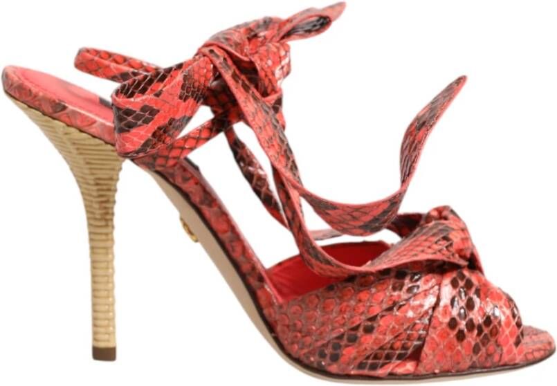 Dolce & Gabbana Koraal Python Leren Hakken Sandalen
