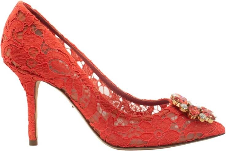 Dolce & Gabbana Rode Taormina Kant Kristal Hakken Pumps Rood Dames