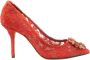 Dolce & Gabbana Rode Kristallen Kant Hakken Pumps Red Dames - Thumbnail 1