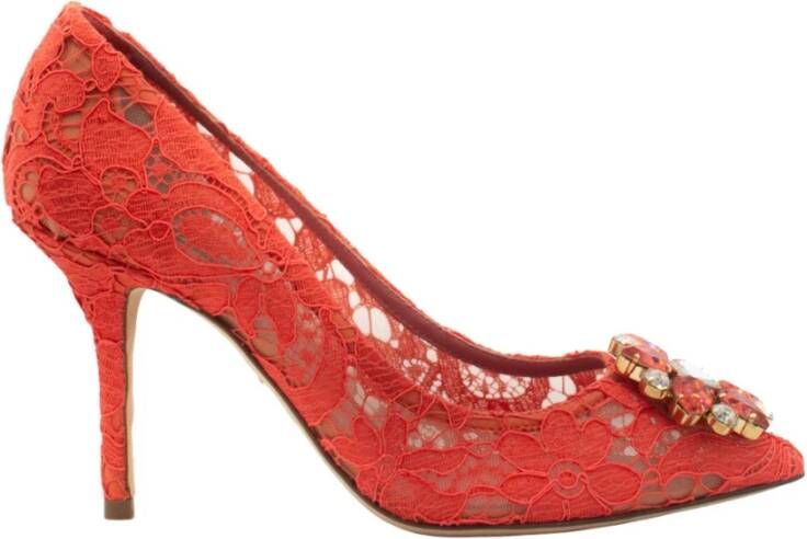 Dolce & Gabbana Rode Kristallen Kant Hakken Pumps Red Dames
