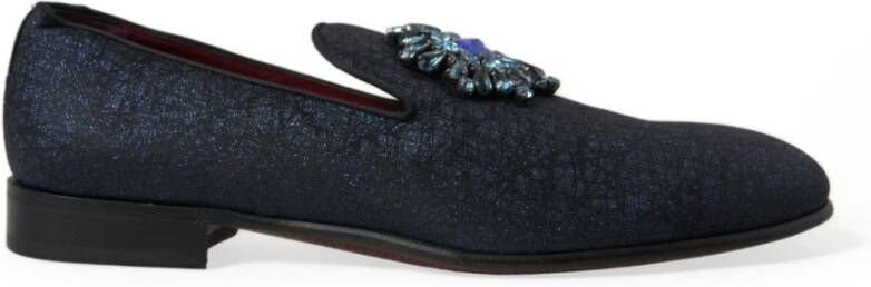 Dolce & Gabbana Kristal Blauwe Jacquard Loafers Blue Heren