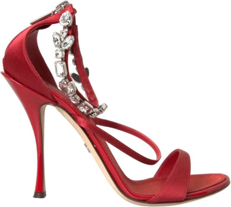 Dolce & Gabbana Kristal Enkelband Rode Sandalen Red Dames
