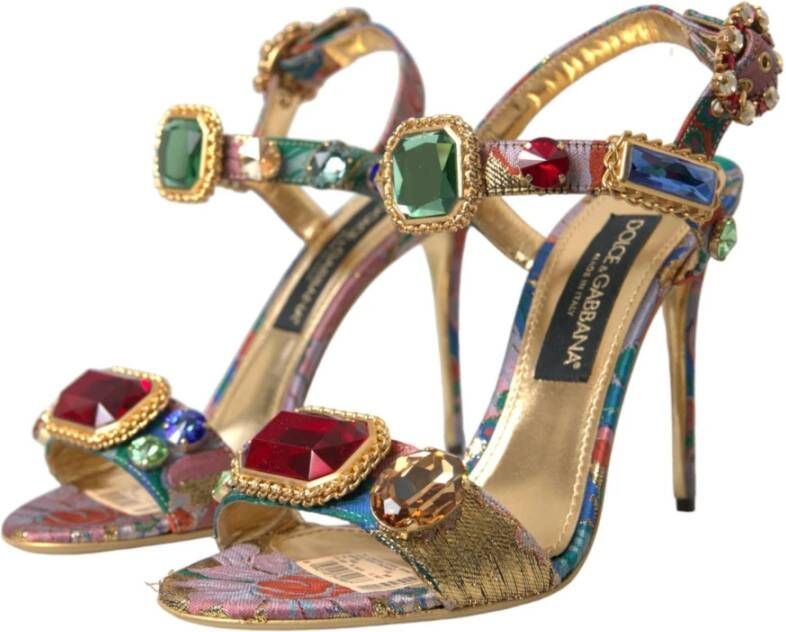 Dolce & Gabbana Kristal Jacquard Enkelband Sandalen Multicolor Dames