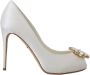 Dolce & Gabbana Kristallen Peep Toe Satijnen Pumps White Dames - Thumbnail 1