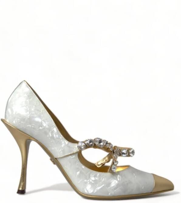 Dolce & Gabbana Kristalparel Hoge Hak Pumps White Dames