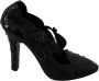 Dolce & Gabbana Zwarte Bloemenkristal Cinderella Hakken Black Dames - Thumbnail 1