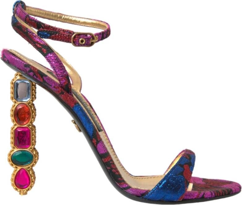 Dolce & Gabbana Kristalversierde Jacquard Sandalen Multicolor Dames