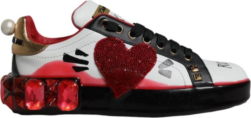 Dolce & Gabbana Kristalversierde Portofino Sneakers Multicolor Dames