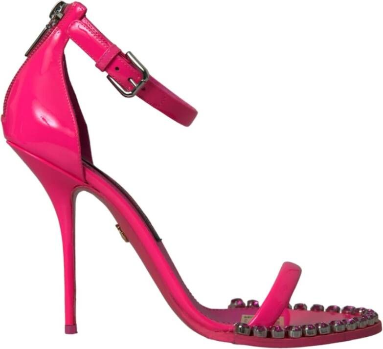 Dolce & Gabbana Kristalversierde Roze Leren Hakken Pink Dames
