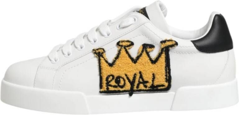 Dolce & Gabbana Kroon Patch Leren Lage Sneakers