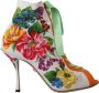 Dolce & Gabbana Witte Jersey Stretch Laarzen met Open Tenen en Hakken Multicolor Dames - Thumbnail 1