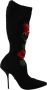 Dolce & Gabbana Rode Rozen Stretch Booties Schoenen Multicolor Dames - Thumbnail 1