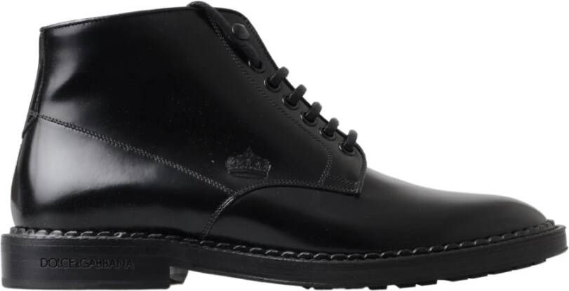 Dolce & Gabbana Luxe zwarte leren veterschoenen voor heren Black Heren