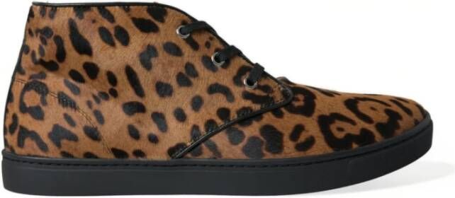 Dolce & Gabbana Leopard Print Mid-Top Sneakers Schoenen Multicolor