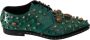 Dolce & Gabbana Groene Leren Kristallen Jurk Broque Schoenen Green Dames - Thumbnail 1