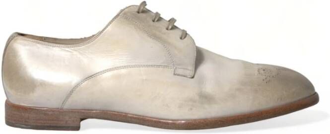 Dolce & Gabbana Witte Leren Derby Schoenen Multicolor Heren