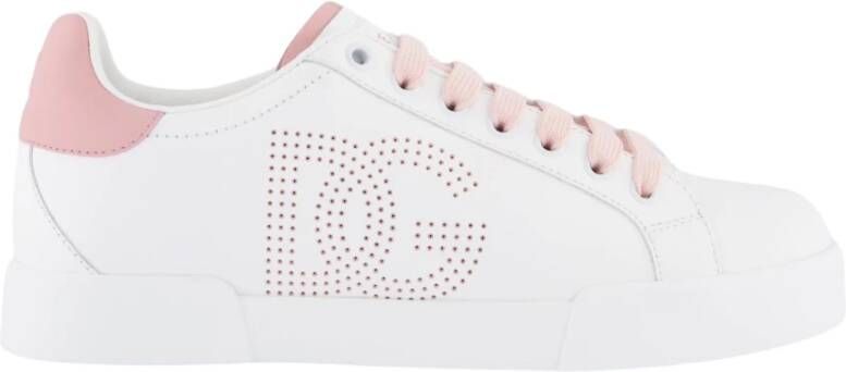 Dolce&Gabbana Low-Top Sneakers Dames Portofino Sneaker Wit Roze in wit