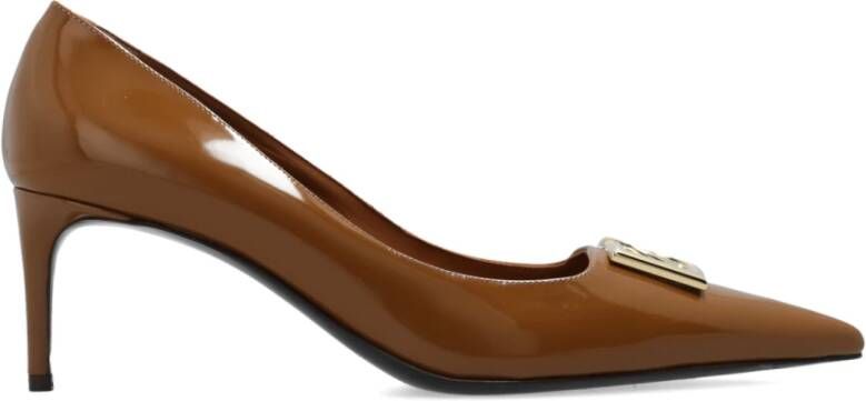 Dolce & Gabbana Caramelbruine Leren Logo Plaque Pumps Brown Dames
