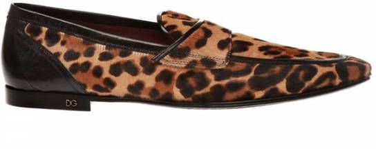 Dolce & Gabbana Leopard Print Pony Hair Loafers Brown Heren