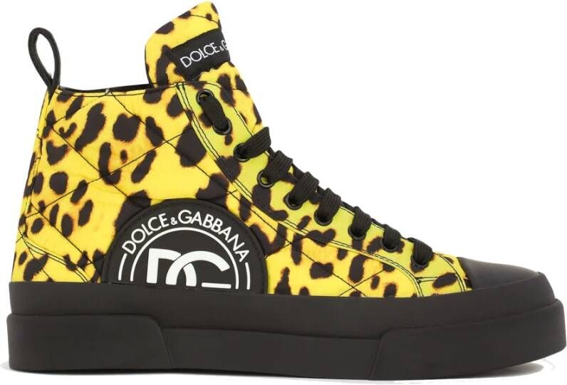 Dolce & Gabbana Leopard Gewatteerde Sneakers Yellow Dames