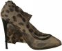 Dolce & Gabbana Prachtige Luipaardpatroon Lange Sokken Pumps Hakken Brown Dames - Thumbnail 14
