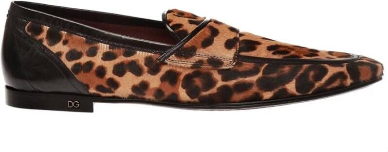 Dolce & Gabbana Leopard Print Pony Hair Loafers Brown Heren