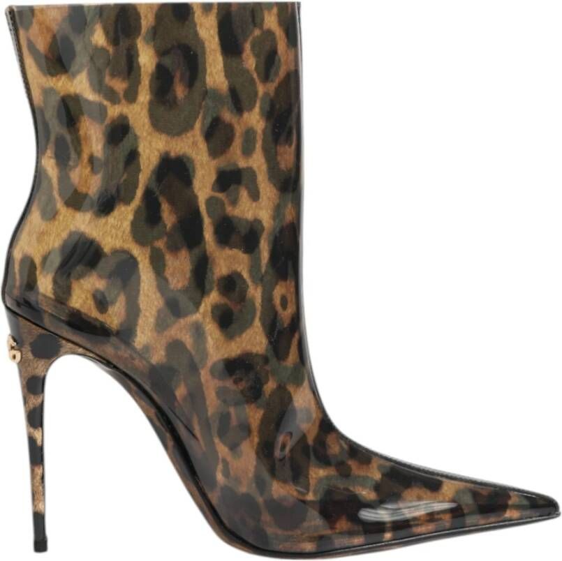 Dolce & Gabbana Leopard Print PVC Pointed Toe Boots