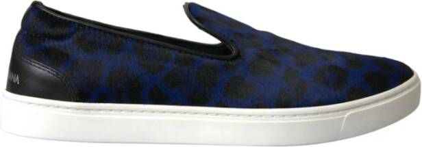 Dolce & Gabbana Blauwe Loafers Van Kalfsleer Met Luipaardprint Sneakers