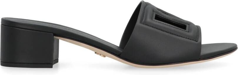 Dolce & Gabbana Leren hoge hakken slides Black Dames