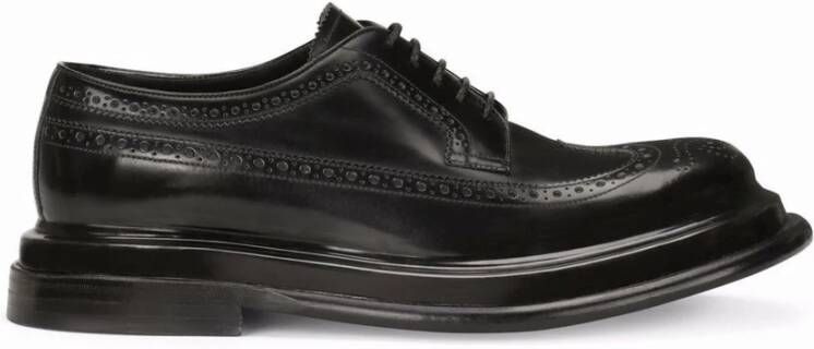 Dolce & Gabbana Zwarte leren loafers met geperforeerde details Black Heren