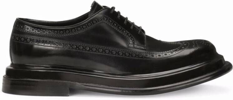 Dolce & Gabbana Leren Derbies met Geperforeerd Detail Black Heren