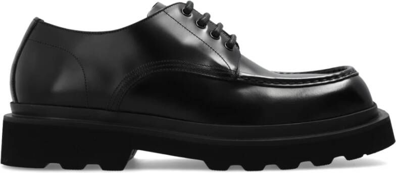 Dolce & Gabbana Italiaanse Leren Veterschoen Black Heren