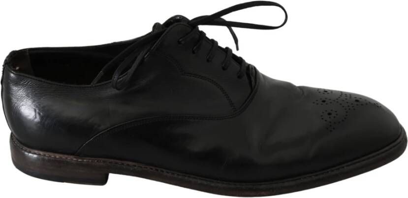 Dolce & Gabbana Zwarte Leren Veterschoenen Black Heren