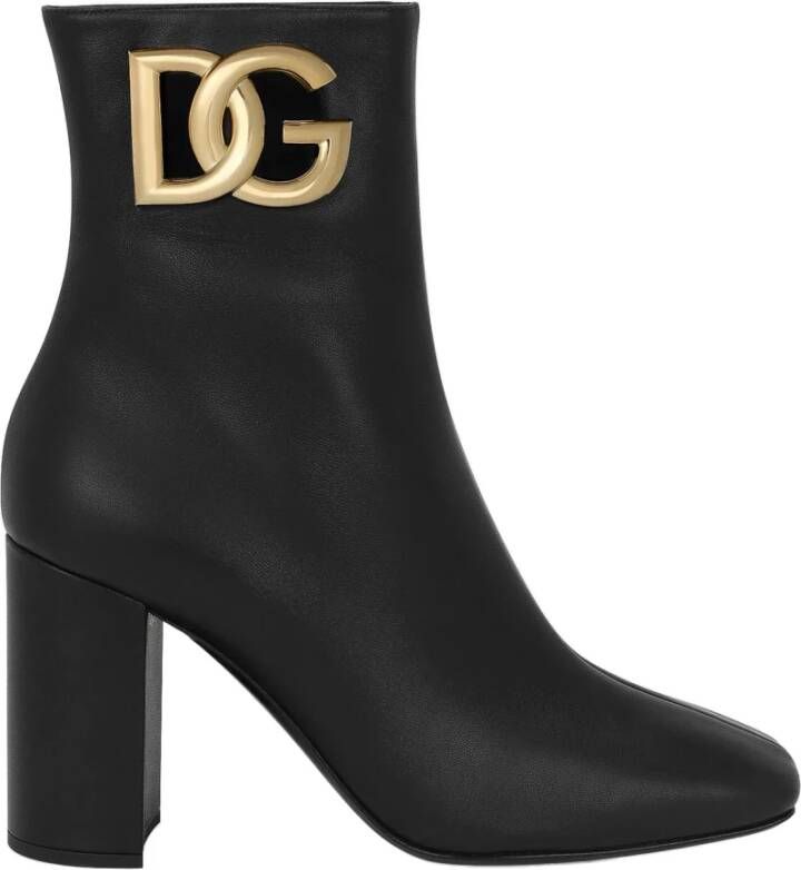 Dolce & Gabbana Leren Enkellaarzen Gemaakt in Italië Black Dames