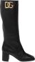 Dolce & Gabbana Leren laarzen met goudkleurige logohardware Black Dames - Thumbnail 1