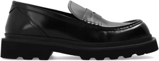 Dolce & Gabbana Loafers van geborsteld leer met logo binnenzool Black Heren