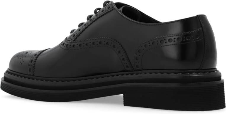 Dolce & Gabbana Geborsteld Leren Oxford Veterschoenen met Brogue Details Black Heren