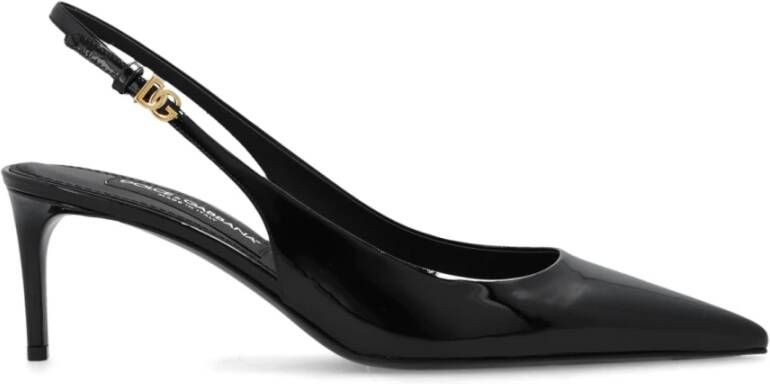 Dolce & Gabbana Slingback pumps van lakleer met DG-gesp Black Dames