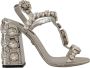 Dolce & Gabbana Zilveren Kristallen Band Hoge Hak Sandalen Grijs Dames - Thumbnail 1