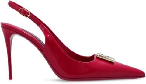 Dolce & Gabbana Donkerrode kalfsleren slingback pumps met hak Red Dames