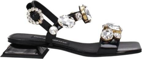 Dolce & Gabbana Leren Sandaal met Strass en Gesp Sluiting