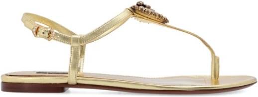 Dolce & Gabbana Devotion Nappa Leren Platte Sandalen Yellow Dames