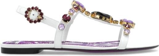 Dolce & Gabbana Leren sandalen met glinsterende kristallen