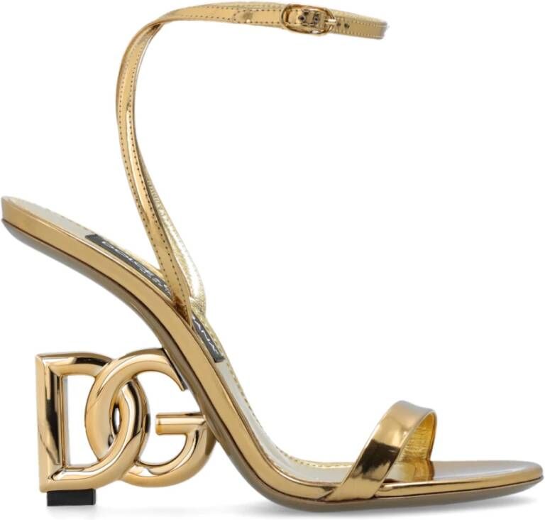 Dolce & Gabbana Leren sandalen met hak Yellow Dames