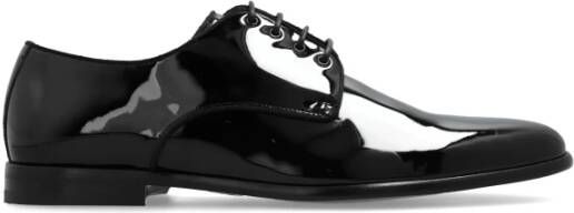 Dolce & Gabbana Zwarte Leren Veterschoenen Black Heren